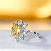 Simple and exquisite floral yellow diamond zircon ring with versatile temperament, high-end feeling, floral full diamond ring