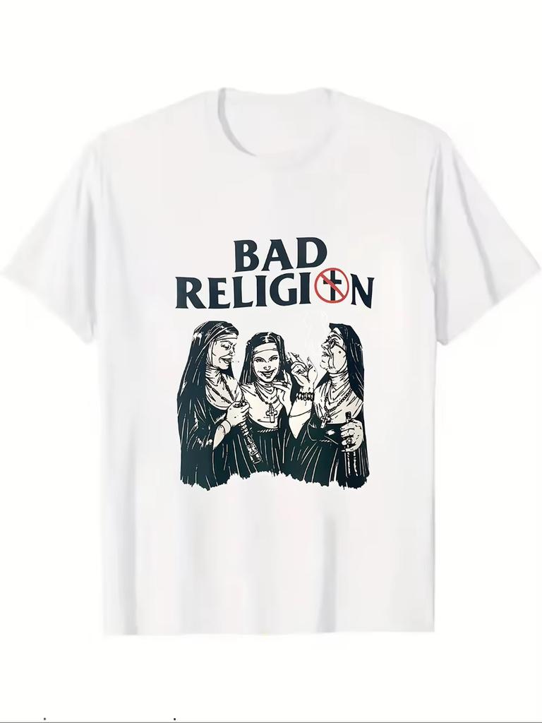 Bad Graphic Print Glossy Finish Short Sleeve Casual Evening Wear Machine Washable AllSeason Comfort Fit Unisexs TShirt