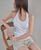 Leondeondada Stud Shirring Halter Neck Top, White