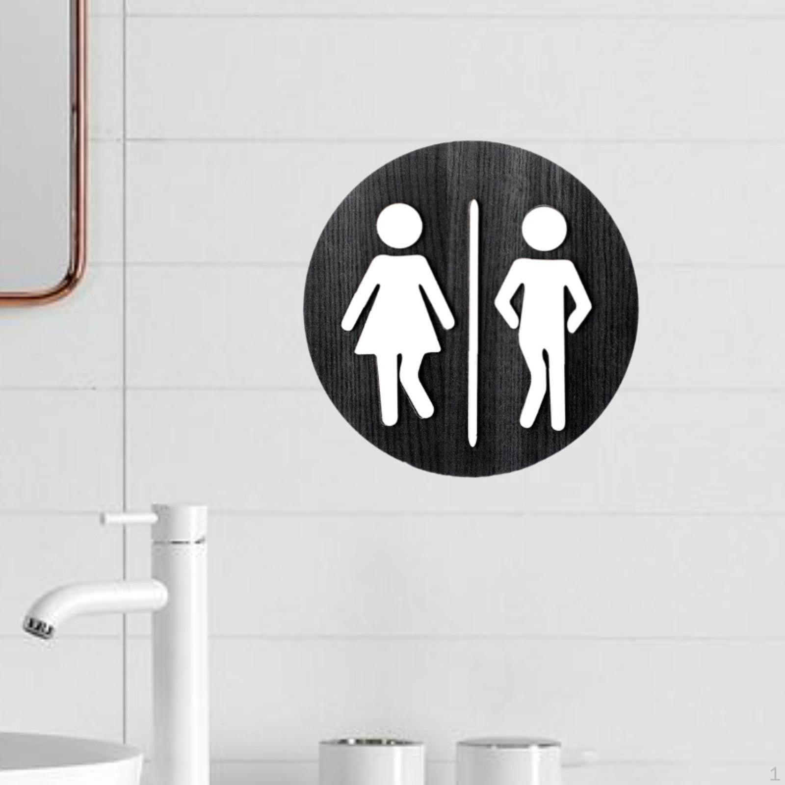 

Круглый знак для ванной комнаты, дверь туалета, деревянная табличка для туалета, идентификация Black