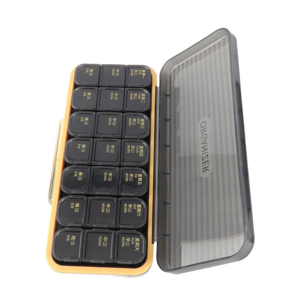 Weekly Medication Organizer 21 Compartments Plastic Sealed Multifunctional Semi Transparent 7 Day