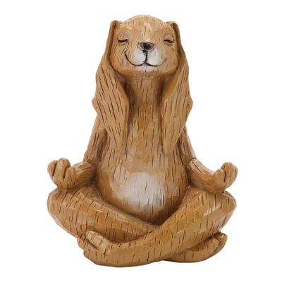 Scultura di Coniglio Meditante Resina Forma di Animale Carino Gesto Yoga Statua di Coniglio per Soggiorno