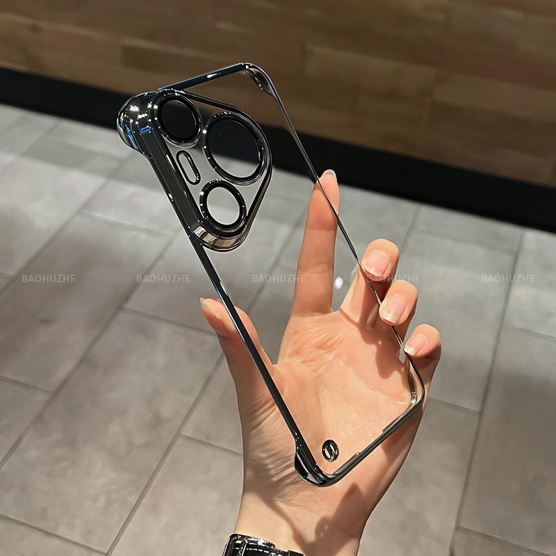 Applicable to Huawei Pura80 electroplated borderless mobile phone case Honor 500 ultra-thin mate80 transparent X70 heat dissipation