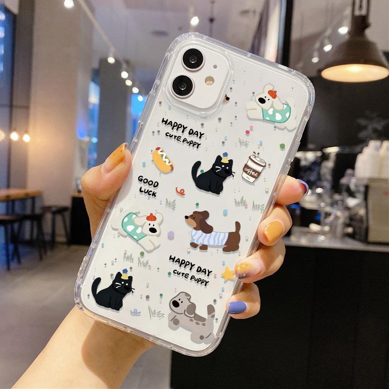 Transparent Cute Cat Phone Case For iPhone 17 Pro Fundas iPhone 16 Pro Max 11 13 15 14 12 Air 17promax Shockproof Silicone Cover