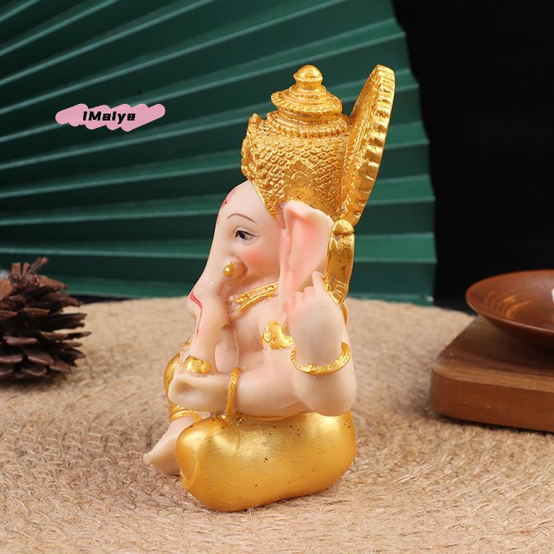 M-1PCS Thai Gold Lord Ganesha Buddha Statue Elephant God Sculptures Ganesh Figurines Home Decoration