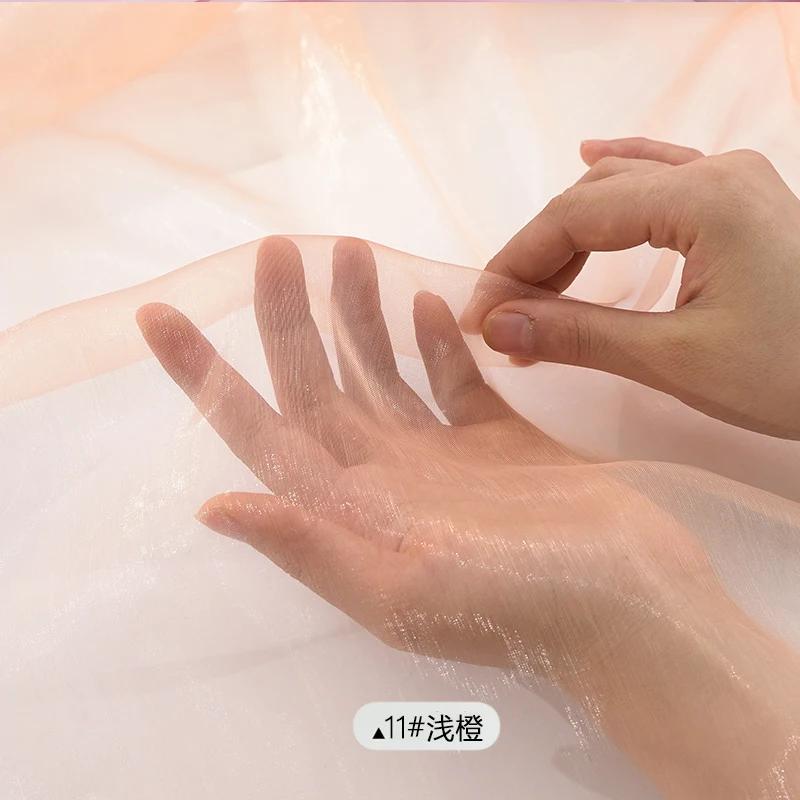 Encrypt Transparent Sparkling Phantom Organza Fabric For Wedding Decoration, Headbands, Stage Dresses, Handmade DIY Fabric