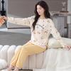 Ensemble de Pyjama pour Femme 100% Coton – Respirant, Absorbant la Sueur, Manches Longues Col Rond pour Porter à l'Intérieur et à l'Extérieur (Automne hiver)