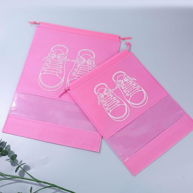 10Pcs/Set Shoe Dust Covers Non-Woven Dustproof Drawstring Clear Storage Bag Travel Pouch Bags Drying Shoes Protect Shoes