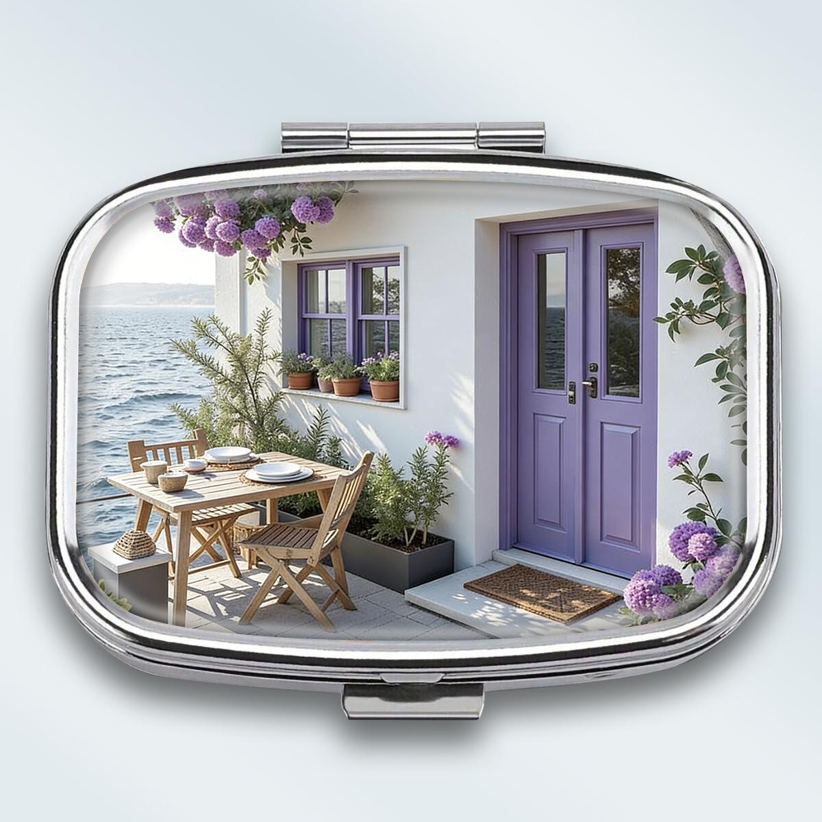 

Portable Pill Box with 2 Compartments, Mini Metal Medicine Organizer Case, Cute Printed Pill Container for Vitamins, Pills, Jewelry, Travel, Daily Use різнокольоровий