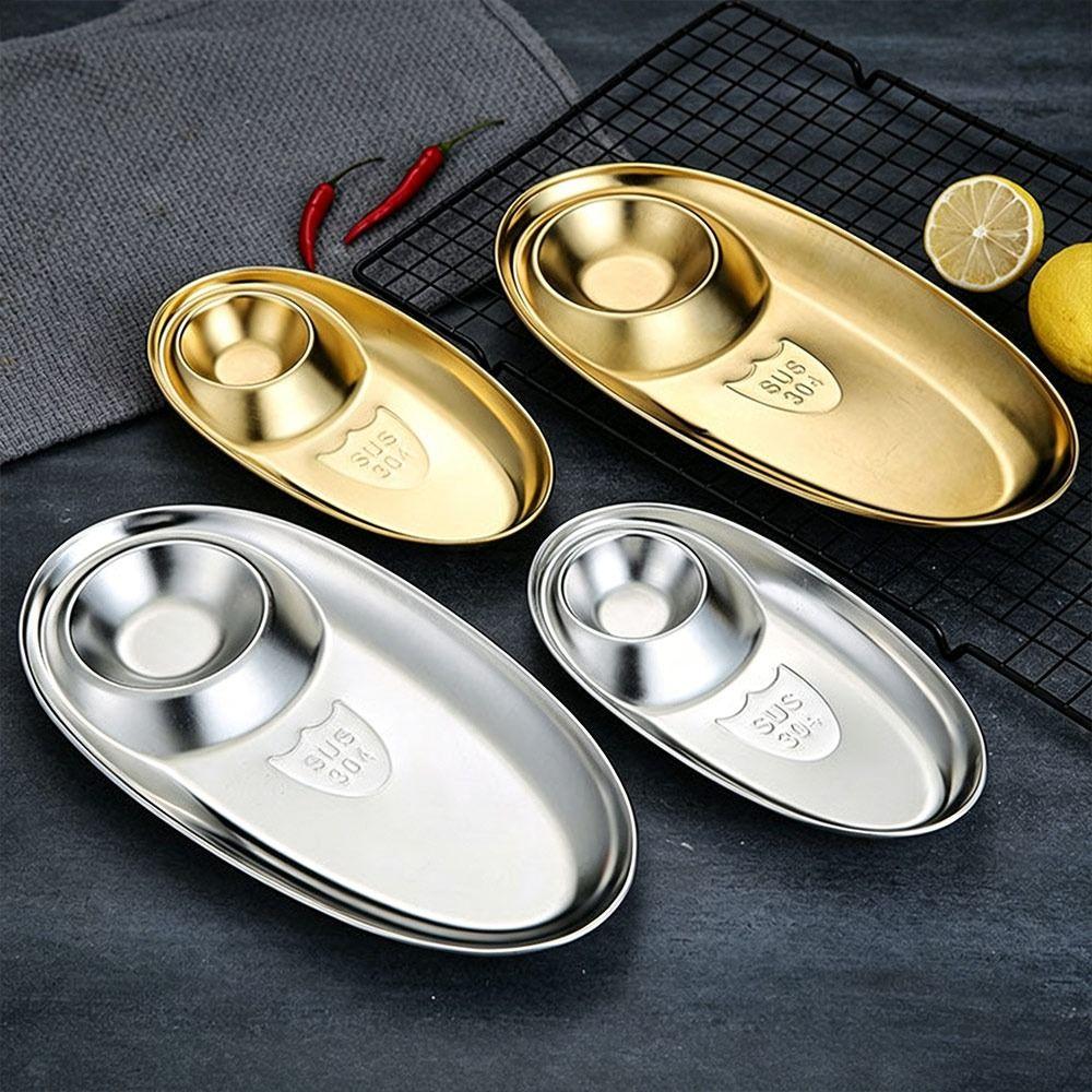 Stainless Steel Dinner Tray Rust Resistant Serving Platter New Snack Dish Snacks and Meals