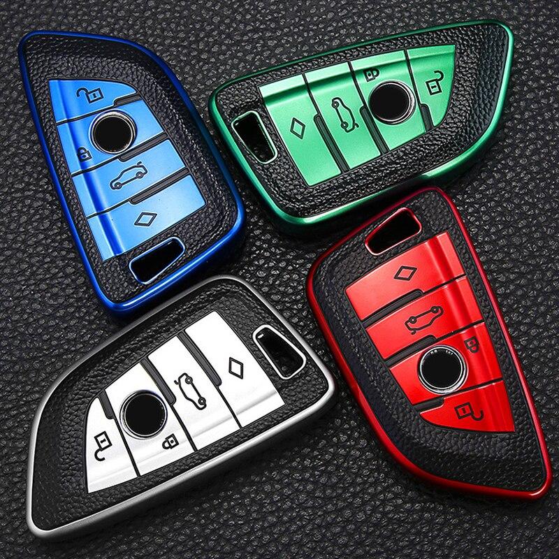 Ontto Zinc Alloy Car Key Fob Cover Case Fit For BMW X1 X3 X4 X5 F15 X6 F16 G30 7 Series G11 F48 F39 520 525 G20 118i 218i 320i Keyring Silicone Key