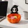 Großes Kürbis-Schlitz Halloween Süßigkeitenschale, 3D-gedruckter Sensenmann Snackhalter Schale, Gruselige Schmuckschale Skelett Servierschale für Zuhause,