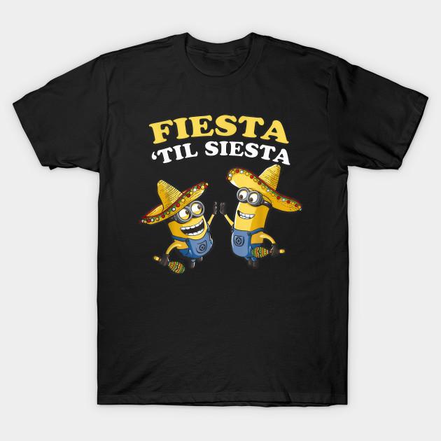 

Men Black Print T-shirt Despicable Me Minions Fiesta Til Siesta Graphic No-Cut Transfer Paper Print Cotton Tshirt S чёрный