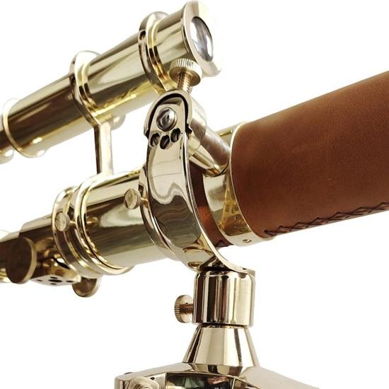 Brass Telescope On Adjustable Tripod Nautical Decor
