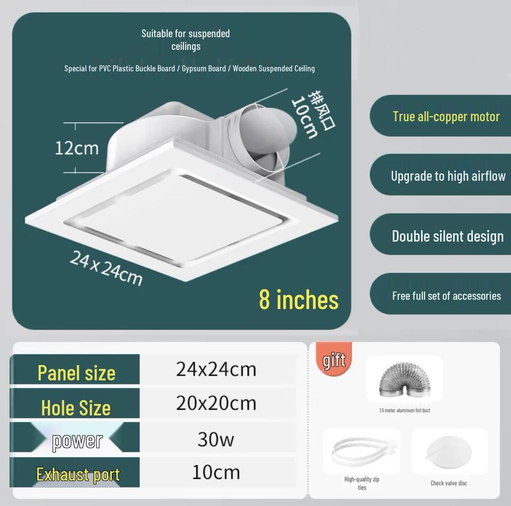 Deckenventilator für Küche & Bad, geräuscharm