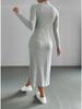 Høst Vinter Dame Ribbestrikket Kjole Elegant Chic Mote Langermet O-hals Slim Korsett Bodycon Kjole Streetwear