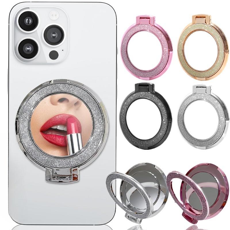 Glitter Mobile Phone Holder Ring Grip Round Mirror Cellphone Mount Stand for iPhone Samsung Xiaomi Universal Phone Kickstand