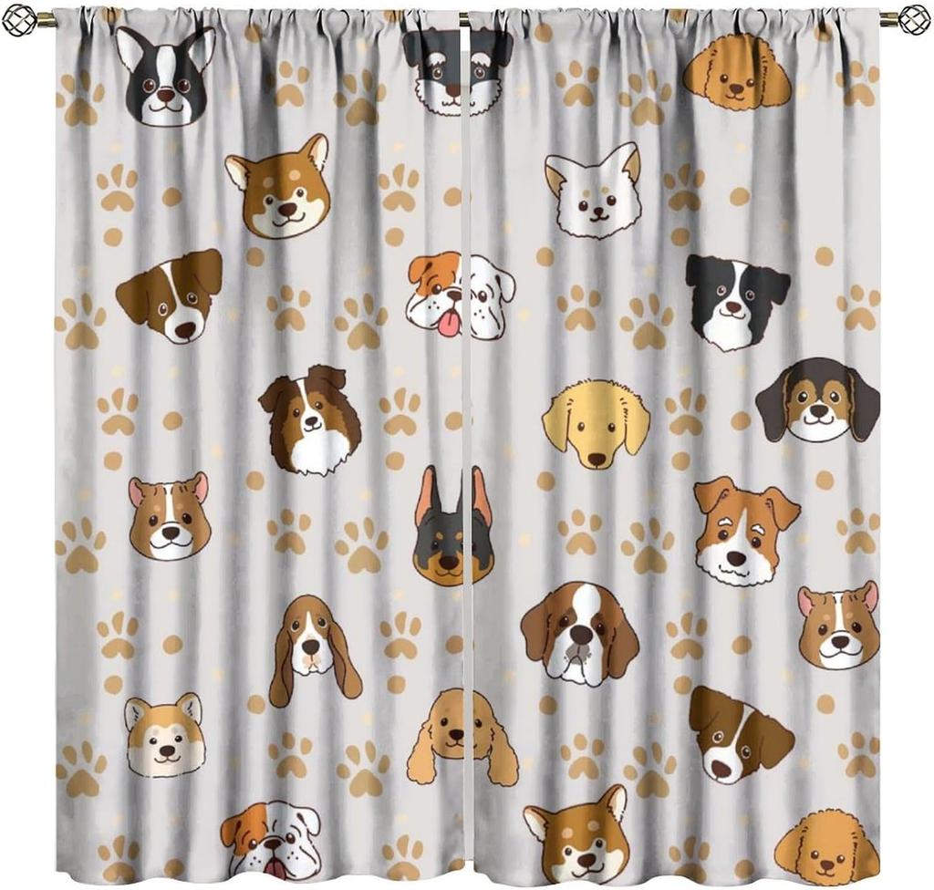 Asian Decor Window Curtains, Cherry Blossom Pink Floral Moon Phase Black Cat Japanese Style Kawaii Cute Home Kitchen Livingroom