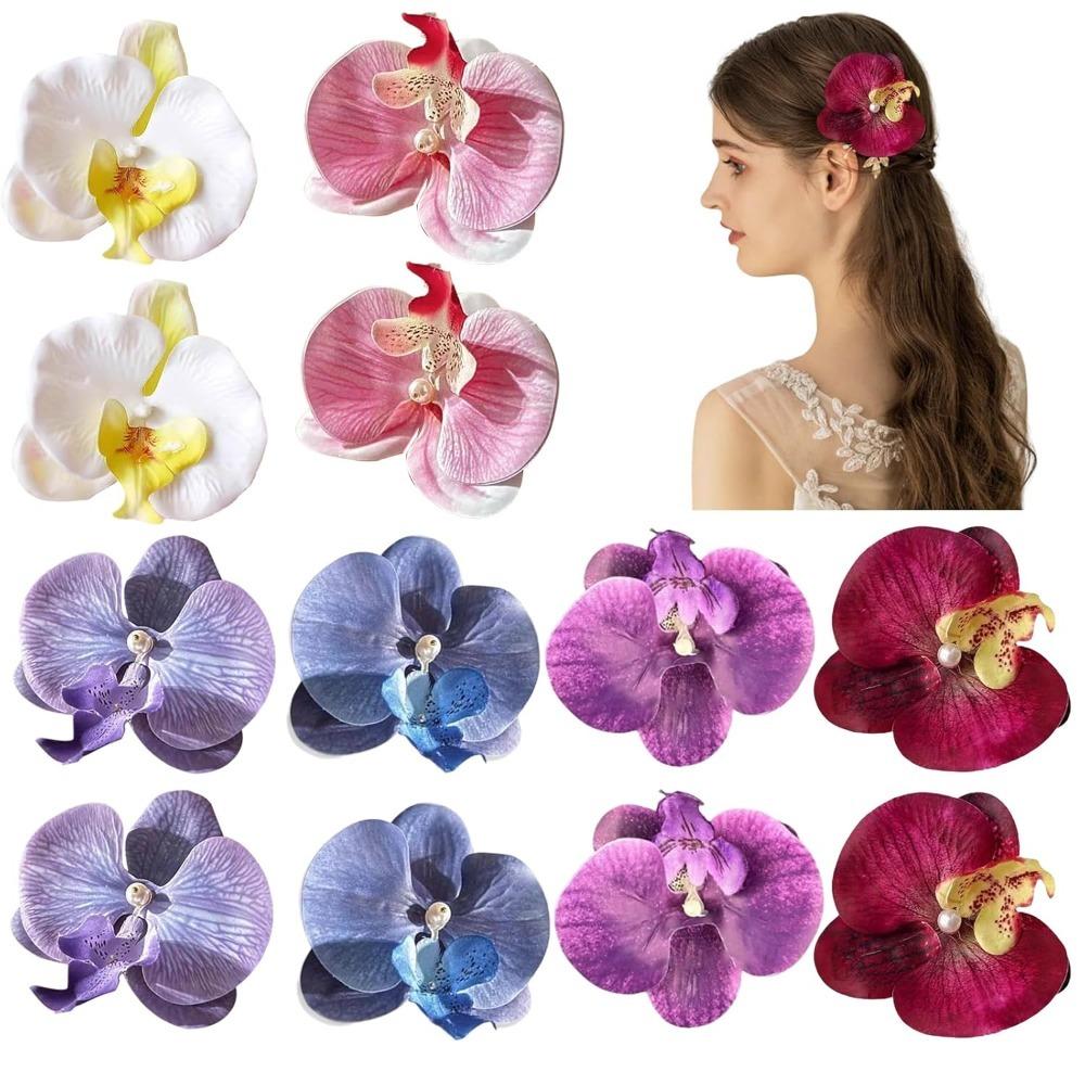 5/10 ks Květinová Motýlí Orchidejová Sponka do Vlasů Vhodná na Plážovou Párty Jarní Fotorámky Dekorace Umělá Havajská Svatba Dekor