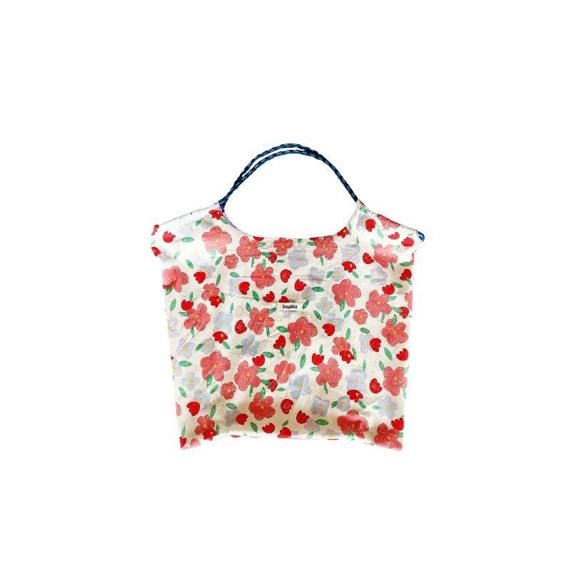 3 Summer Large-capacity Shoulder Bag, Drawstring Shopping Bag, Fresh Floral Tote Bag, Underarm Bag.