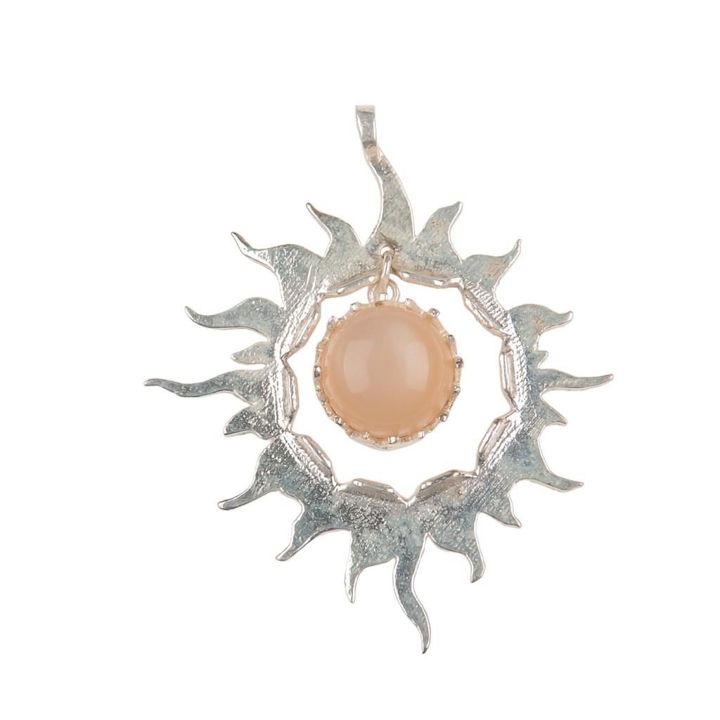 925 Solid Silver Multi Gemstone Sun Health Benefits Unisex Jewelry Pendant 1.76" CP-18