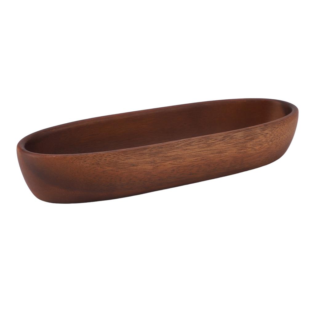 Wooden Salad Bowl Multipurpose Large Capacity Wooden Boat Shaped Bowl for Food Bread Fruits Snack Dessert