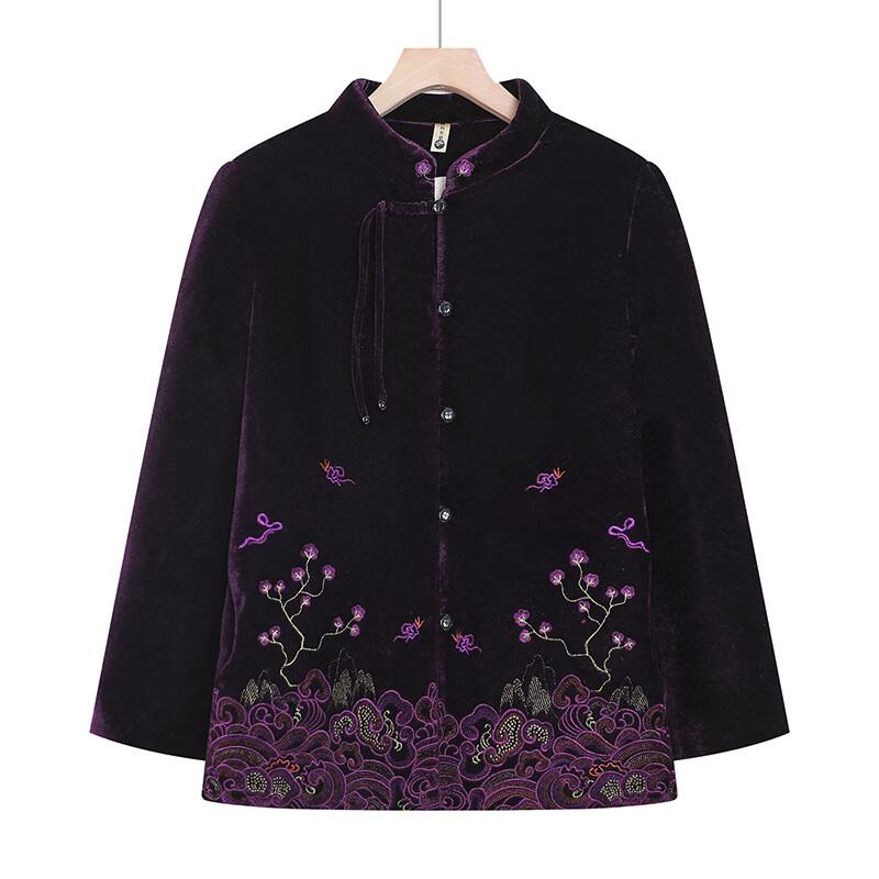 Elderly Women's New Chinese Style Gold Velvet Long Sleeve Top