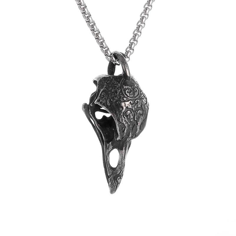 Viking Stainless Steel Carved Crow European and American New Titanium Steel Mens Pendant