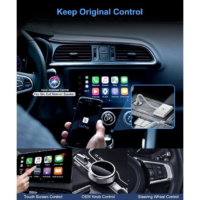 Wireless CarPlay Adapter for iPhone - Converts Wired to Wireless CarPlay, Plug &amp; Play, Easy Installation - Compatible with BMW, Lexus, Ford,