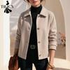 Women's Fashion Casual Solid Color Print Fall Winter Long Sleeve POLO Neck Jackets & Coats