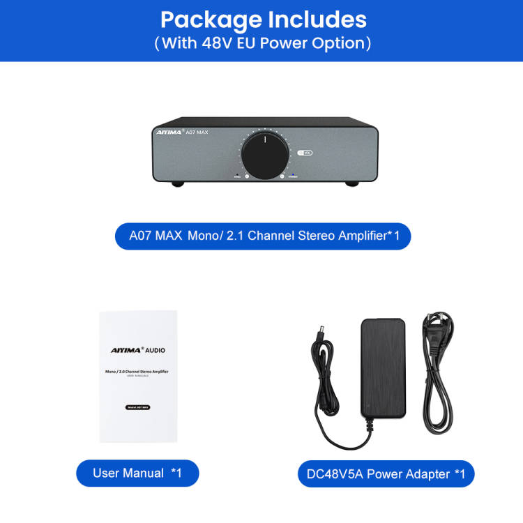 

Усилитель AIYIMA A07 MAX Домашнее аудио 300 Вт X2 TPA3255 Класс D Мощный усилитель для колонок 2-канальный С возможностью мостового подключения Моно 600 Вт Стереоусилитель