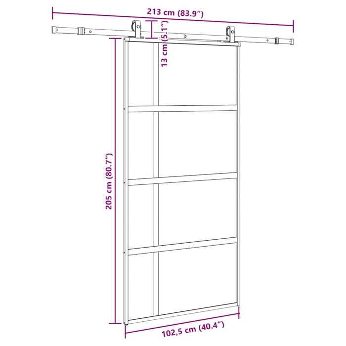 VidaXL Sliding Door with Black Hardware Kit 102.5x205 Cm 3375980