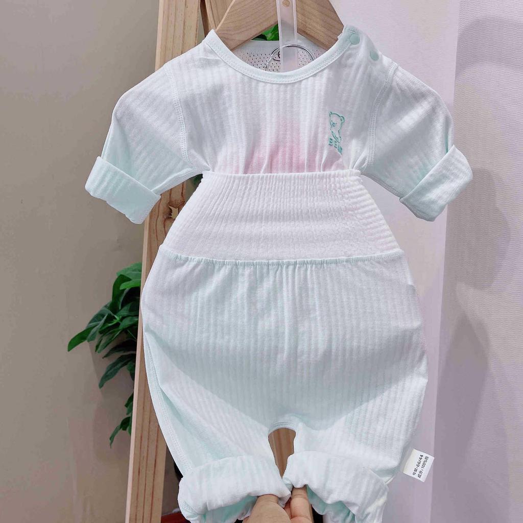 Baby Summer Airy Cotton Clothing Set: Ultra-Thin High-Waisted Diaper Cover and Breathable Home Wear for Infants.