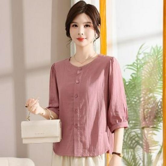 Mom s Spring 2026 Elegant Wide-Leg Top for Middle-Aged & Elderly Women - 7-Point Summer Base Layer Shirt XL розовый