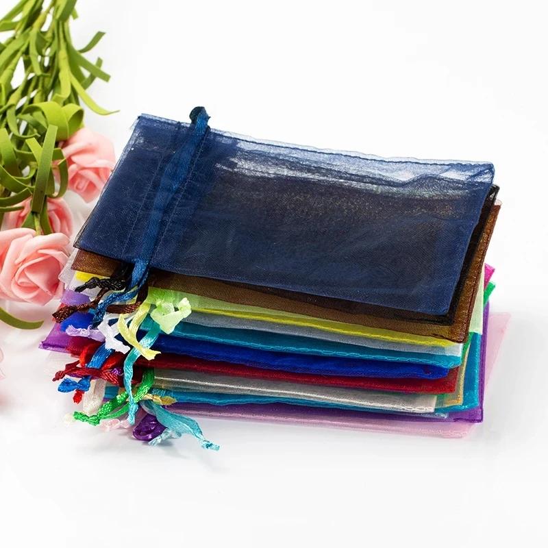 25/50 Stück Organzabeutel Schmuck Geschenktüten Hochzeitsfeier Dekoration Kordelzugbeutel Weihnachtsverpackungsbeutel 7x9 10x15 13x18CM 50%