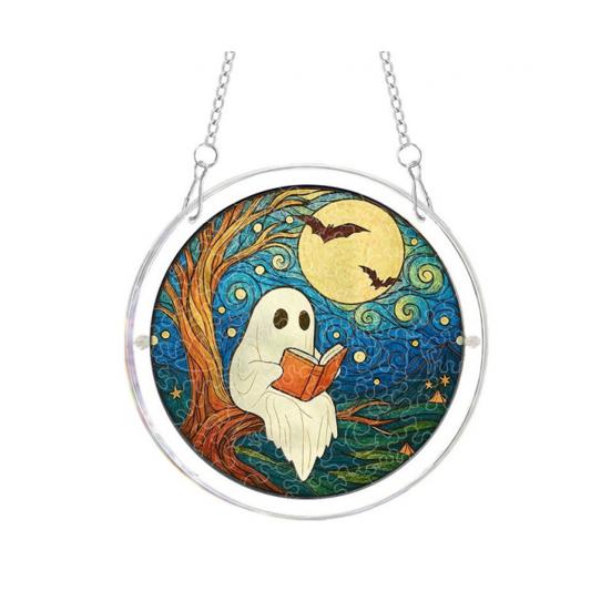 Acrylic Puzzles Suncatcher, Ghost Witch Pumpkin Window Hanging Decor, Halloween Graduation Mother's Day Birthday for Women
