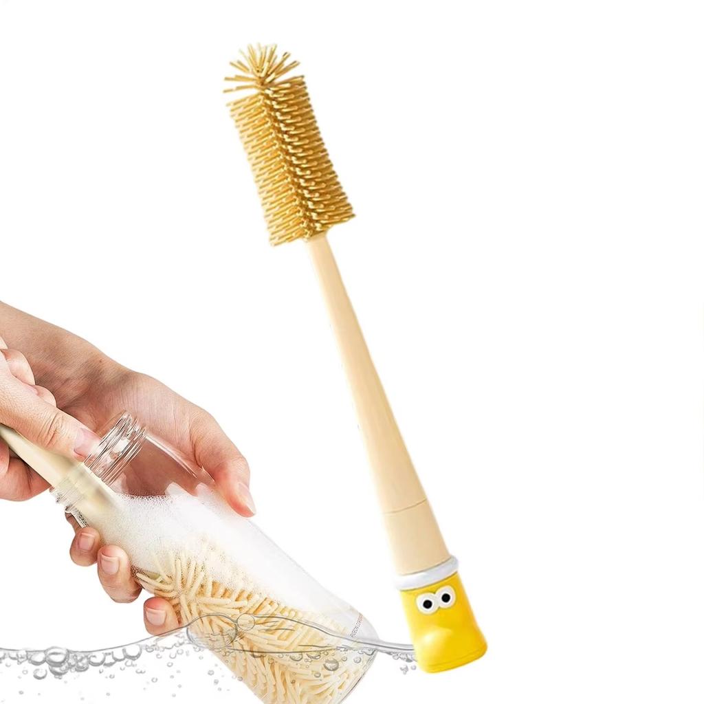 Brosse à Bouteille à Long Manche 5 en 1 Brosse de Nettoyage Multifonctionnelle pour Bouteilles Tasses Thermos Bec et Tétine avec Tête Éponge