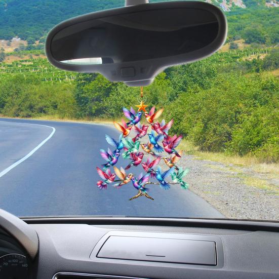 Sun-Catcher Hummingbird Ornament Dual-Sided Acrylic Garden Decor with Prismatic Effects Christmas Tree Hanging Accessory