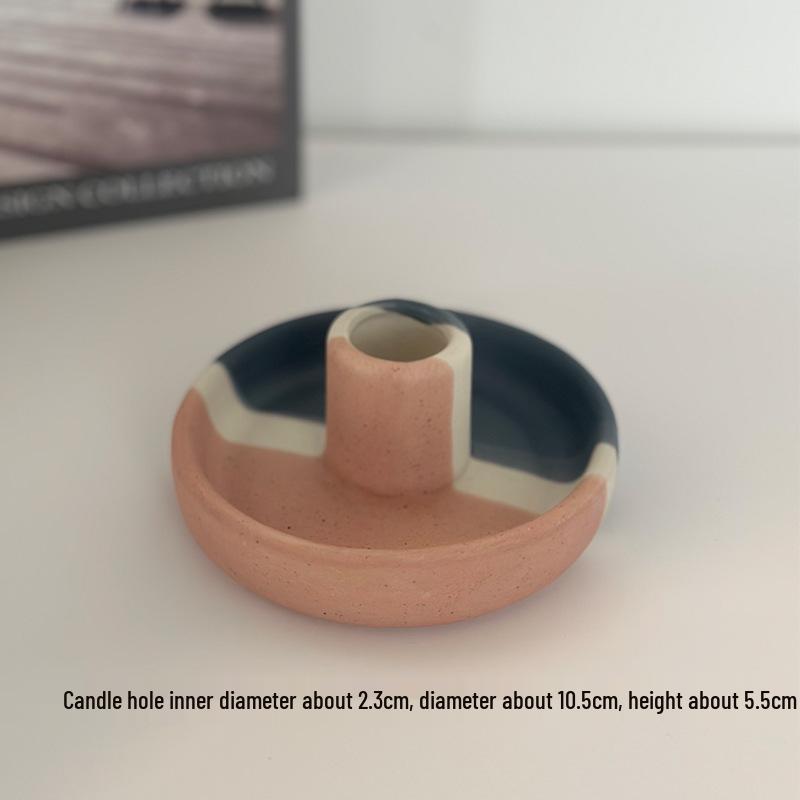 

Европейский ретро керамический подсвечник с подносом - Подставка для ароматерапевтической свечи для украшения стола.