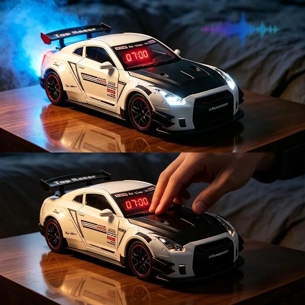 Simulated Sports Car Alarm Clock Adjustable Engine Roar Sound With Mist Sprayer Creative Desktop Ornament