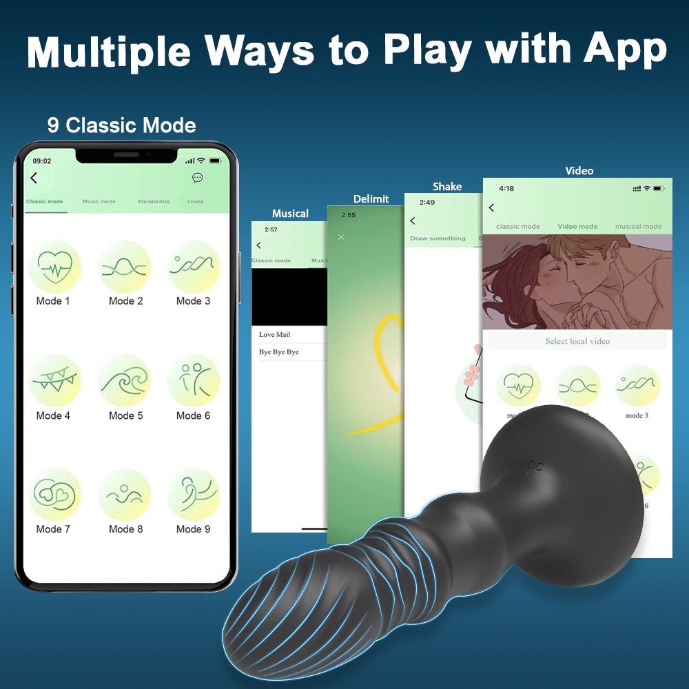 Thrusting Prostate Massager Anal Vibrator APP Control Butt Plug Strong Suction Cup Anal Dildo Masturbator Sex Toys for Couples