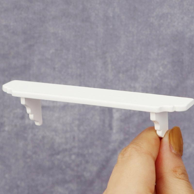 White Wood Wall Mounted Shelf For 1/12 Dollhouses Furniture Easy Assembly Decorative Storage Unit for Scene Displaying