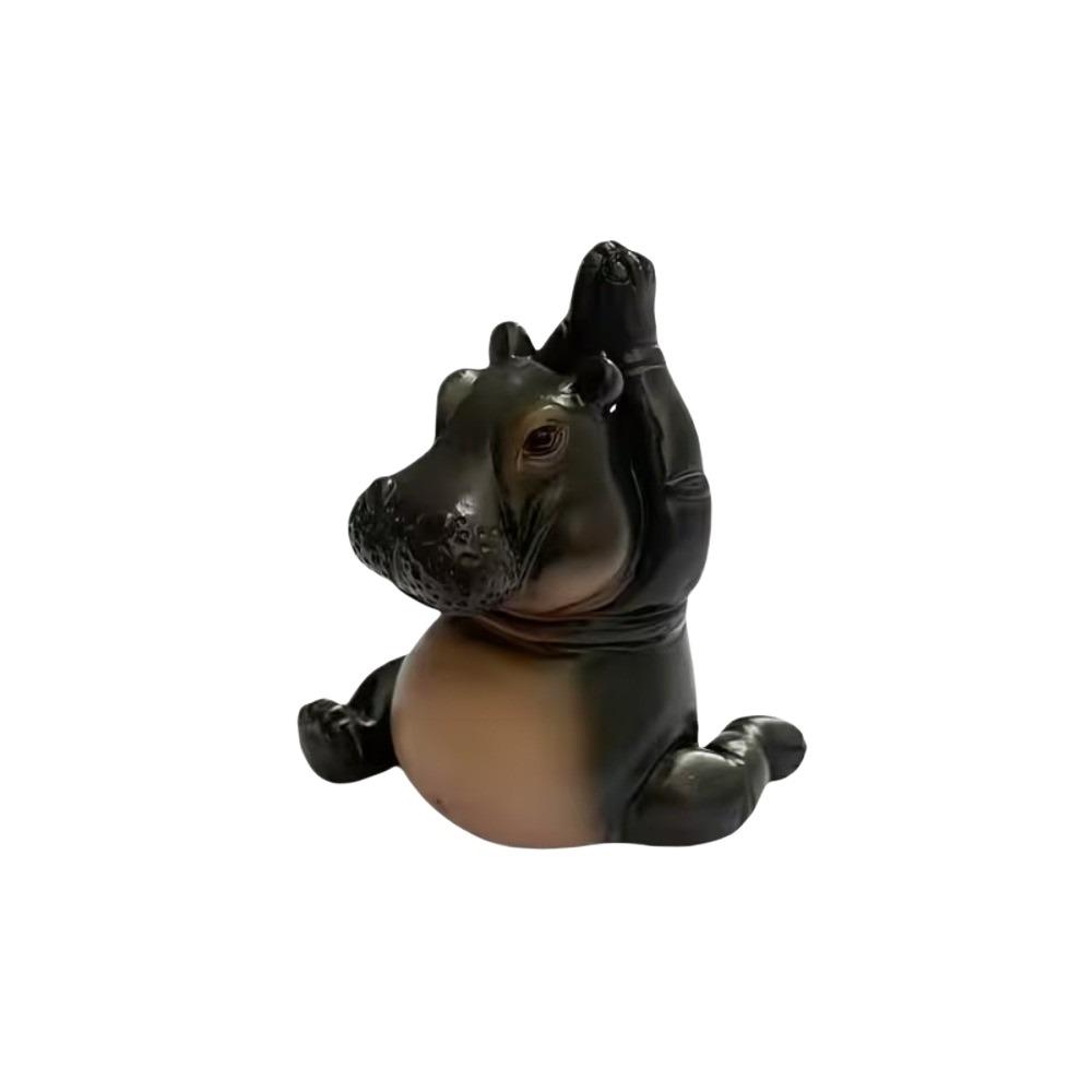 Yoga Pose Figurine Pose Yoga Hippo Statue Resin Hippo Collectible Figurines for Yoga Lovers StyleF
