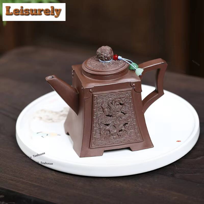 111ml Ancient Yixing Purple Clay Teapots Handmade Dragon Pot Raw Ore Mud Tea Maker Kettle With Infuser Zisha Tea Set Ornaments