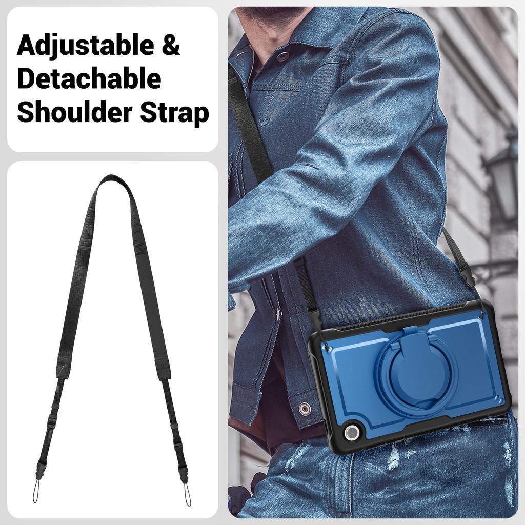 Huse pentru Samsung Galaxy Tab A9 SM-X110/X115/X117 Suport rotativ Carcasă PC+TPU Rezistentă la șocuri pentru tabletă cu curea de umăr