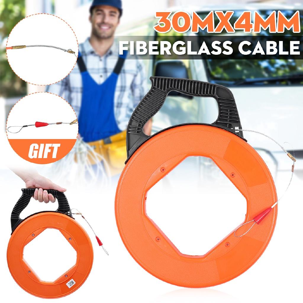 Black+Orange Fiberglass Fish Tape Electric Wire Puller Reel Conduit Ducting Rodder Fish Wire Cable Pulling Tool