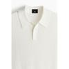 H M Regular Fit Hole Knit Polo sHirt wHite