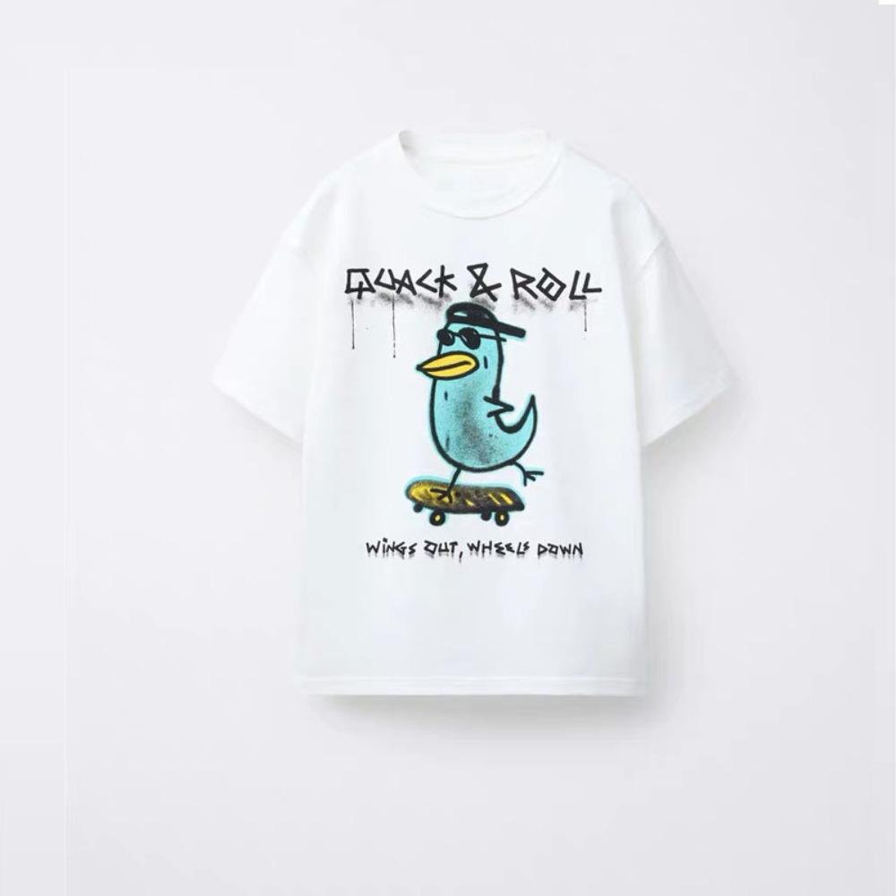 Printed T-shirt Summer Children s Clothing Tops Fashion Loose Boys Short-sleeved T-shirt Round Neck Casual Children s T-shirt 110