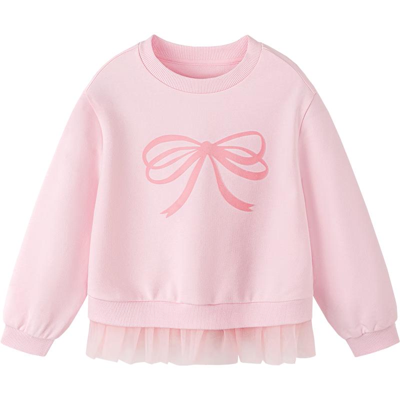 Minibala Girls' Mesh Patchwork Bowknot Sweatshirt