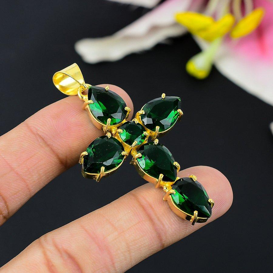 

Chrome Diopside Gemstone Handmade 925 Sterling Silver Jewelry Pendant 2.17 KG-166